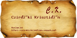 Cziráki Krisztián névjegykártya